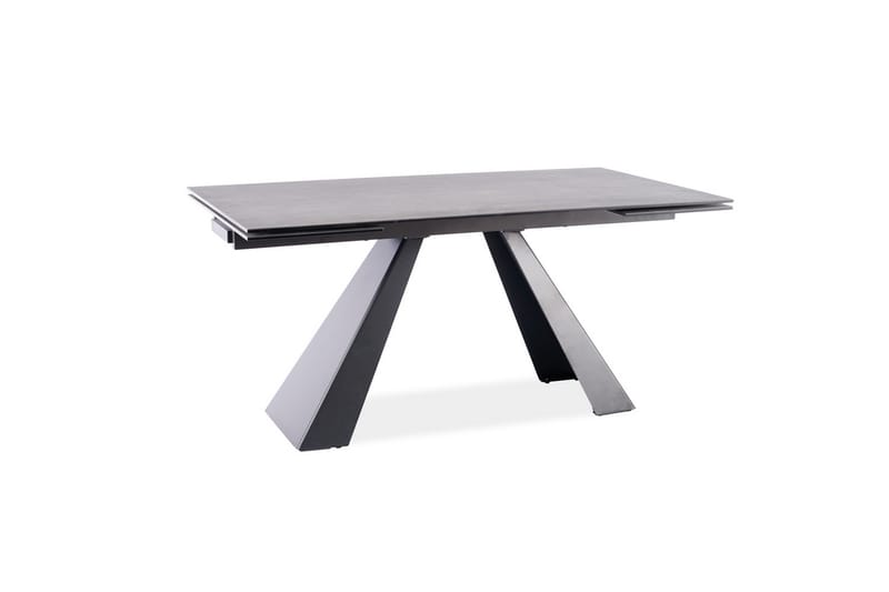 Riez Udvideligt Spisebord 160 cm Betonlook - Glas/Betongrå/Mat sort - Møbler - Borde - Spisebord og køkkenbord