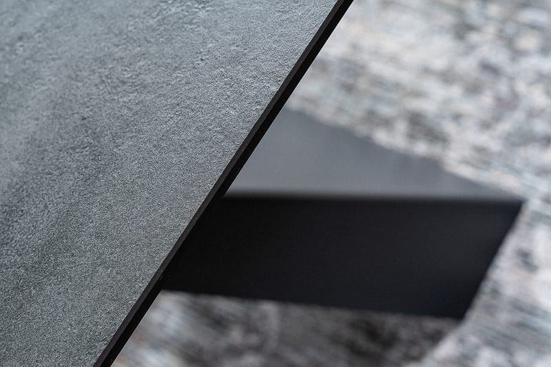 Riez Udvideligt Spisebord 160 cm Betonlook - Glas/Betongrå/Mat sort - Møbler - Borde - Spisebord og køkkenbord
