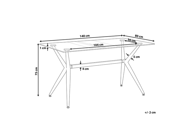 Rifaina Spisebord 140 cm - Glas/Sort - Møbler - Borde - Spisebord og køkkenbord