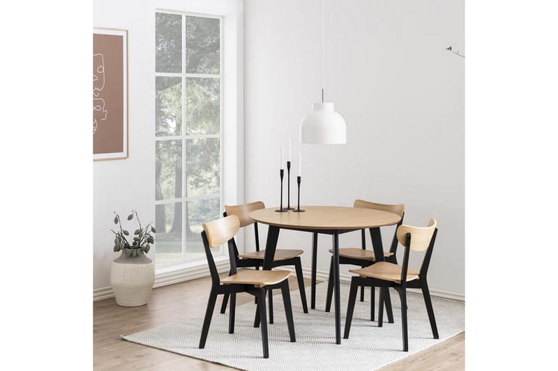 Roxby Matbord 105 cm Ek/Svart Natur||Black - Møbler - Borde - Spisebord og køkkenbord