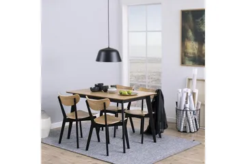 Roxby Rektangulært Spisebord 120x80 cm i Træ med Metalben - Sort|Brun - Møbler - Borde - Spisebord og køkkenbord
