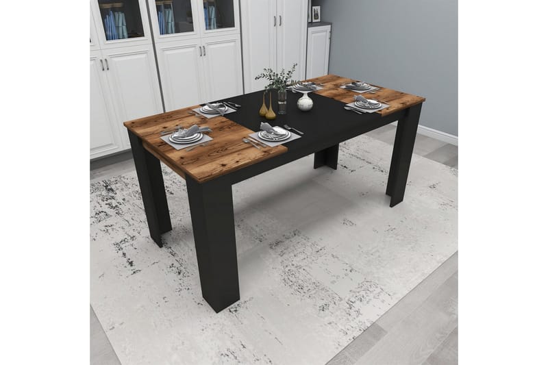 Safiya Spisebord 160 cm - Valnød finér/Sort - Møbler - Borde - Spisebord og køkkenbord