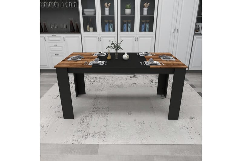 Safiya Spisebord 160 cm - Valnød finér/Sort - Spisebord og køkkenbord