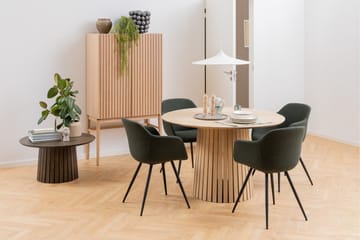 Saku Rundt Spisebord 120 cm med Træ- og Egetræsudseende - Hvid - Møbler - Borde - Spisebord og køkkenbord