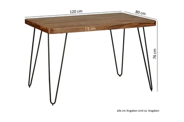 Samhita Rektangulært Spisebord 120 cm i Træ med Metalben - Brun - Møbler - Borde - Spisebord og køkkenbord