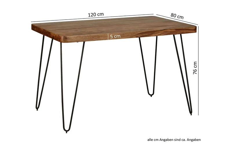 Samhita Rektangulært Spisebord 120 cm i Træ med Metalben - Brun - Møbler - Borde - Spisebord og køkkenbord