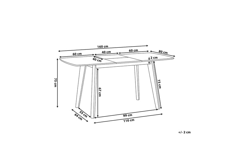 Sanford Spisebord 160 cm - Hvid - Spisebord og køkkenbord