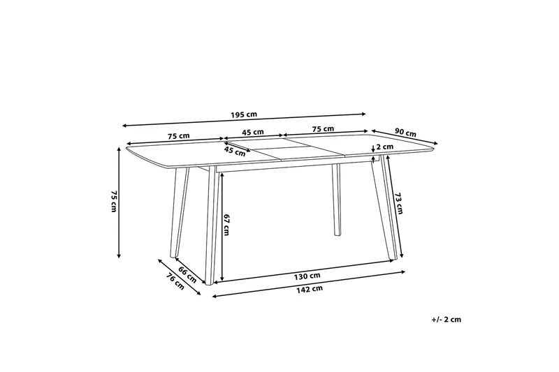 Sanford Spisebord 195 cm - Hvid - Møbler - Borde - Spisebord og køkkenbord