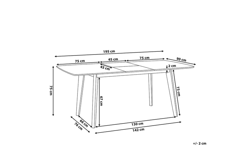 Sanford Spisebord 195 cm - Hvid - Møbler - Borde - Spisebord og køkkenbord