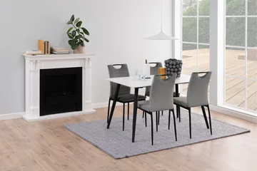 Sanjoan Rektangulært Spisebord 140 cm med Keramikplade, Marmor- og Metaludseende - Hvid - Møbler - Borde - Spisebord og køkkenbord