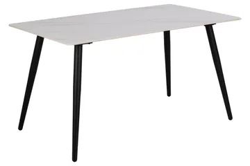 Sanjoan Rektangulært Spisebord 140 cm med Keramikplade, Marmor- og Metaludseende - Hvid - Møbler - Borde - Spisebord og køkkenbord