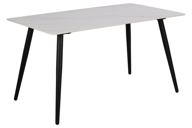Sanjoan Rektangulært Spisebord 140 cm med Keramikplade, Marmor- og Metaludseende, Hvid
