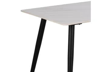 Sanjoan Rektangulært Spisebord 140 cm med Keramikplade, Marmor- og Metaludseende - Hvid - Møbler - Borde - Spisebord og køkkenbord