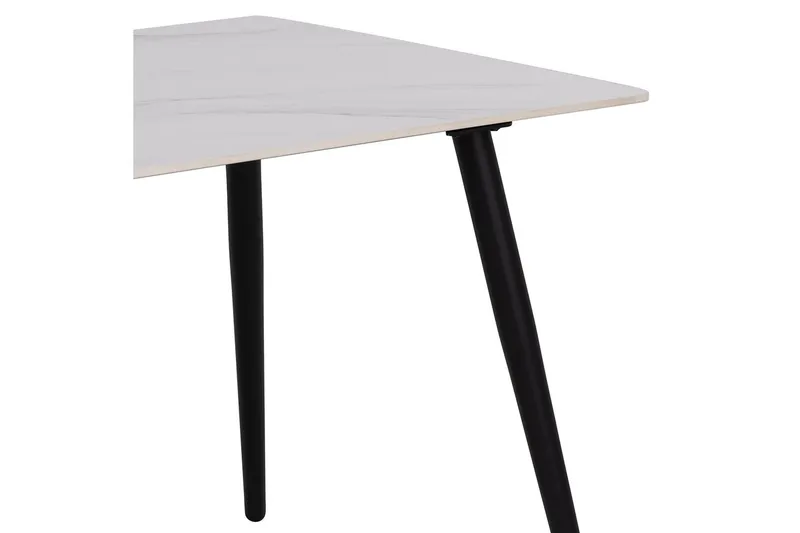 Sanjoan Rektangulært Spisebord 140 cm med Keramikplade, Marmor- og Metaludseende - Hvid - Møbler - Borde - Spisebord og køkkenbord
