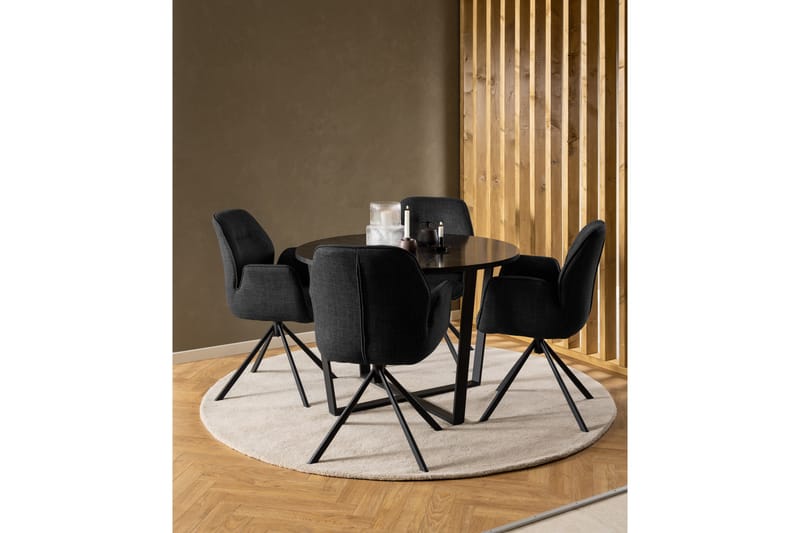 Sansi Spisebord 110 cm Rund - Sort - Møbler - Borde - Spisebord og køkkenbord