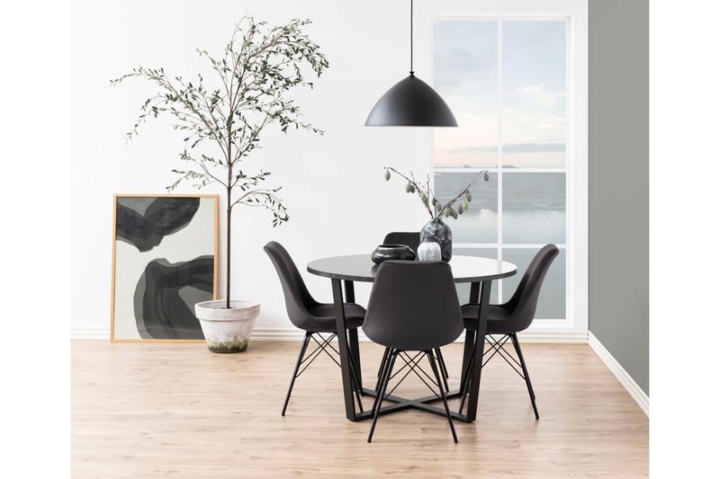 Sansi Spisebord 110 cm Rund - Sort - Møbler - Borde - Spisebord og køkkenbord