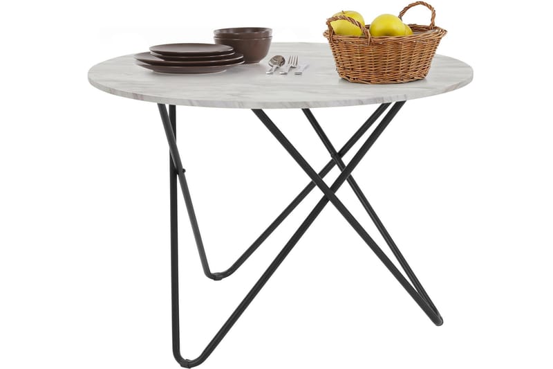 Skyarp Spisebord Rundt 110 cm - Grå/Hvid - Spisebord og køkkenbord