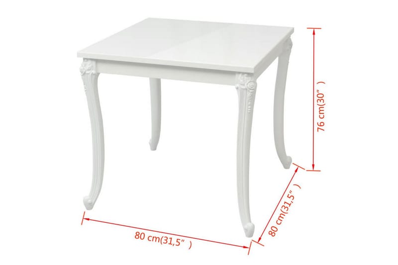 Sofabord 80 X 80 X 76 Cm Højglans Hvid - Hvid - Spisebord og køkkenbord