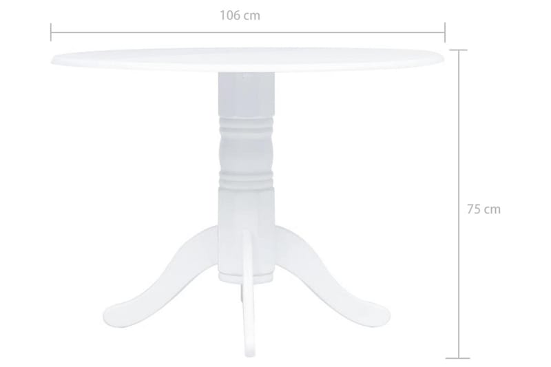 Spisebord 106 Cm Massivt Gummitræ Hvid - Hvid - Spisebord og køkkenbord