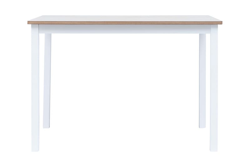 Spisebord 114 X 71 X 75 Cm Massivt Gummitræ Hvid Og Brun - Hvid - Spisebord og køkkenbord