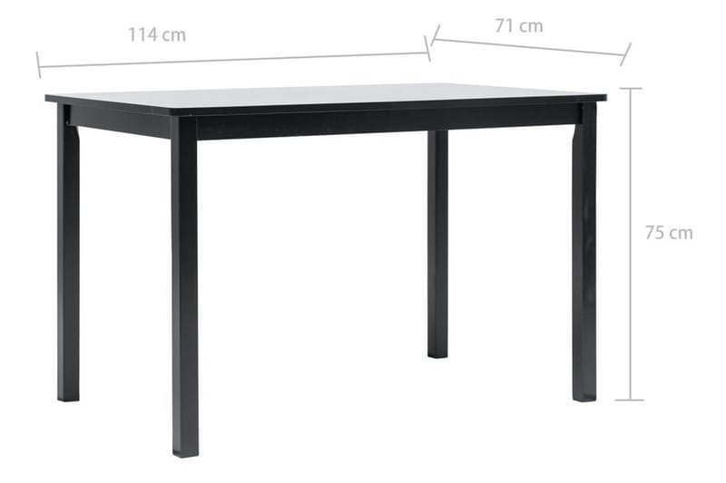 Spisebord 114 X 71 X 75 Cm Massivt Gummitræ Sort - Sort - Møbler - Borde - Spisebord og køkkenbord