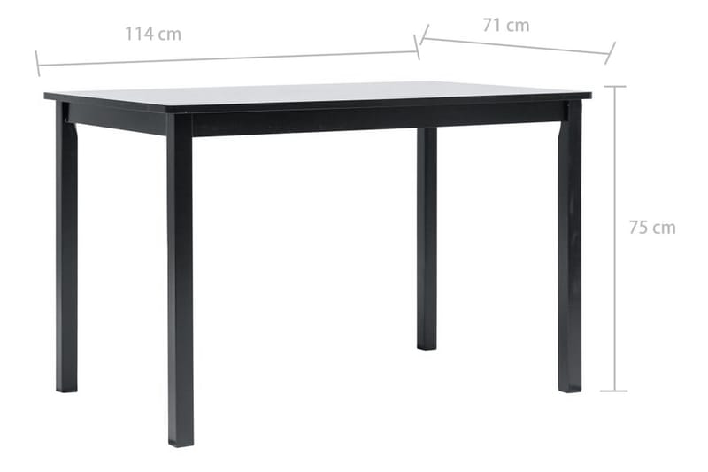 Spisebord 114 X 71 X 75 Cm Massivt Gummitræ Sort - Sort - Spisebord og køkkenbord
