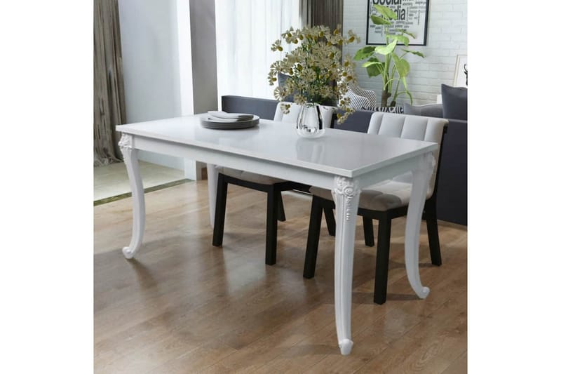 Spisebord 116 X 66 X 76 Cm Højglans Hvid - Hvid - Spisebord og køkkenbord