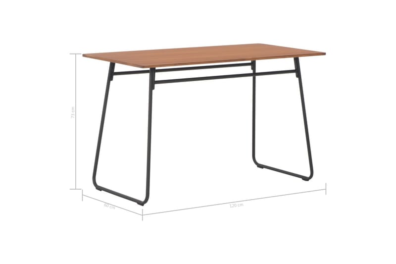 Spisebord 120 X 60 X 73 Cm Massivt Krydsfinér Og Stål Brun - Brun - Spisebord og køkkenbord