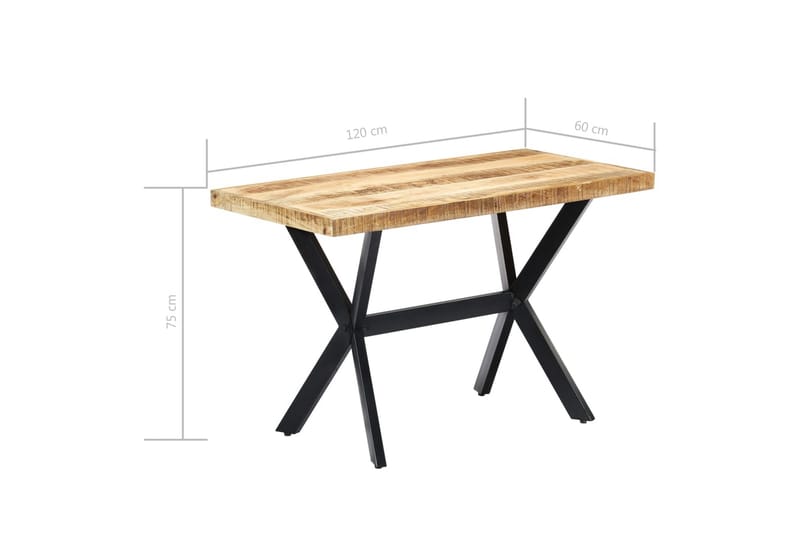 Spisebord 120 X 60 X 75 Cm Massivt Ru Mangotræ - Brun - Møbler - Borde - Spisebord og køkkenbord