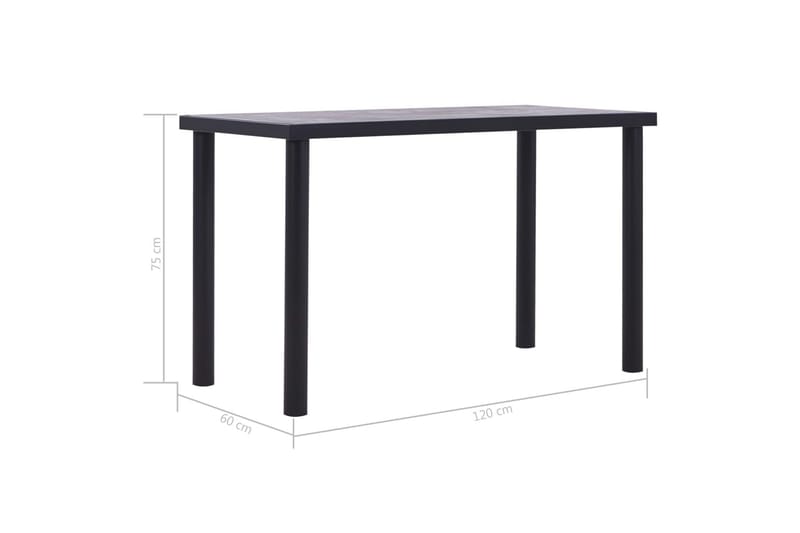 Spisebord 120 x 60 x 75 cm Mdf Sort Og Betongrå - Sort - Møbler - Borde - Spisebord og køkkenbord