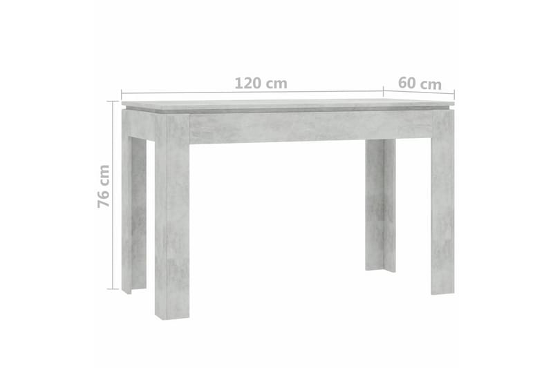 Spisebord 120 X 60 X 76 cm Spånplade Betongrå - Grå - Spisebord og køkkenbord