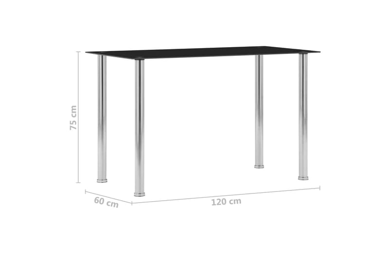 Spisebord 120x60x75 cm Hærdet Glas Sort - Sort - Møbler - Borde - Spisebord og køkkenbord