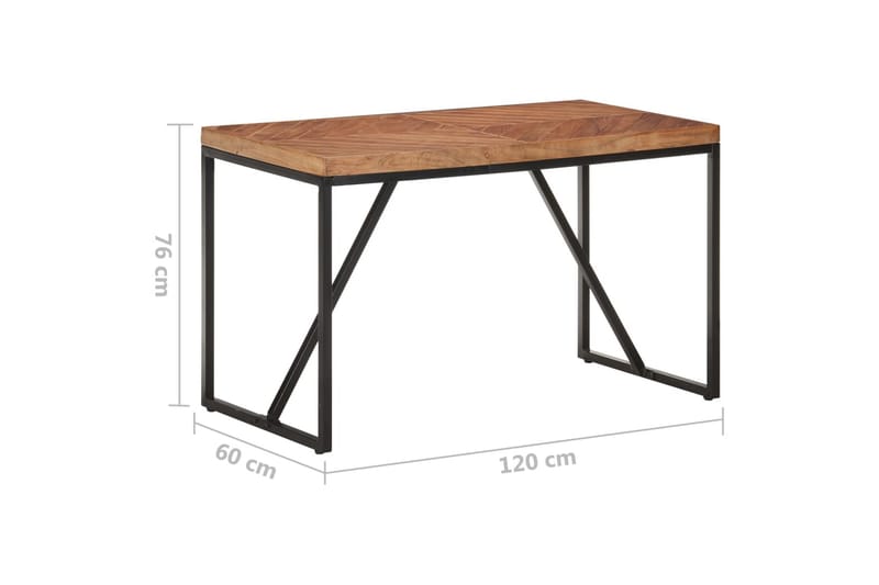 Spisebord 120x60x76 cm massivt akacietræ og mangotræ - Sort - Spisebord og køkkenbord
