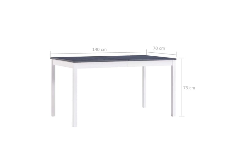 spisebord 140 x 70 x 73 cm fyrretræ hvid og grå - Spisebord og køkkenbord