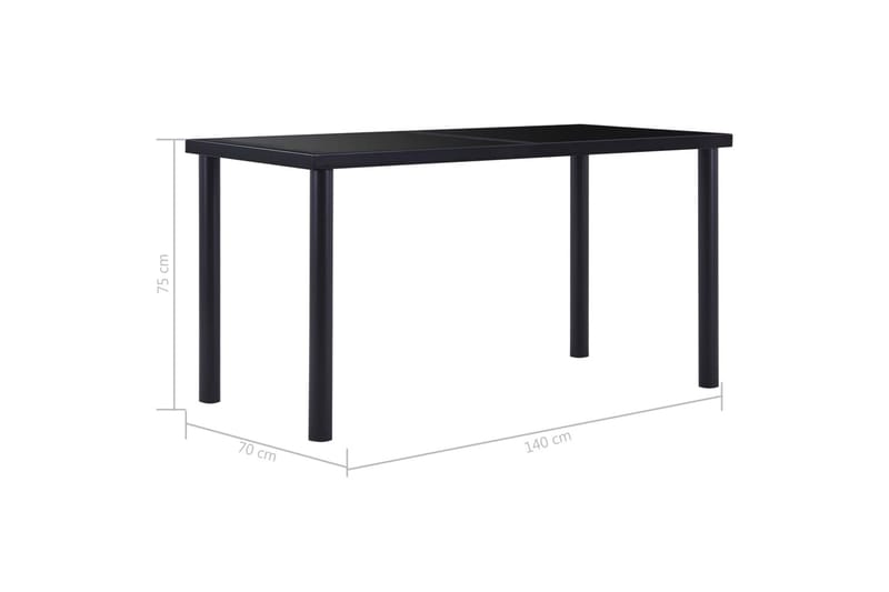 Spisebord 140 x 70 x 75 cm Hærdet Glas Sort - Sort - Møbler - Borde - Spisebord og køkkenbord