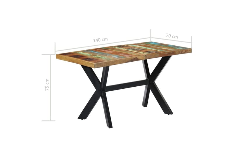 Spisebord 140 X 70 X 75 Cm Massivt Genanvendt Træ - Flerfarvet - Spisebord og køkkenbord