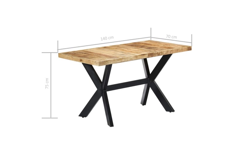 Spisebord 140 X 70 X 75 Cm Massivt Ru Mangotræ - Brun - Spisebord og køkkenbord