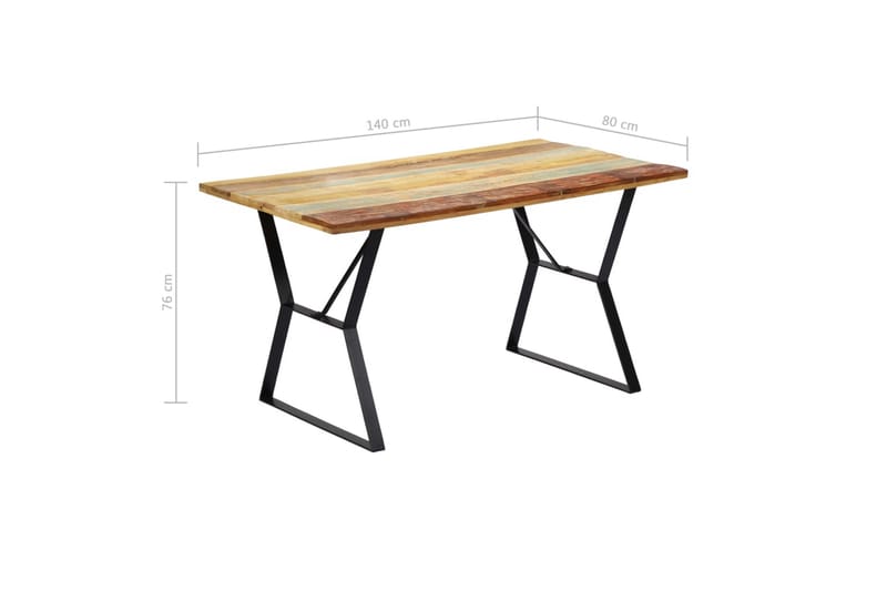 Spisebord 140 X 80 X 76 Cm Massivt Genanvendt Træ - Flerfarvet - Spisebord og køkkenbord