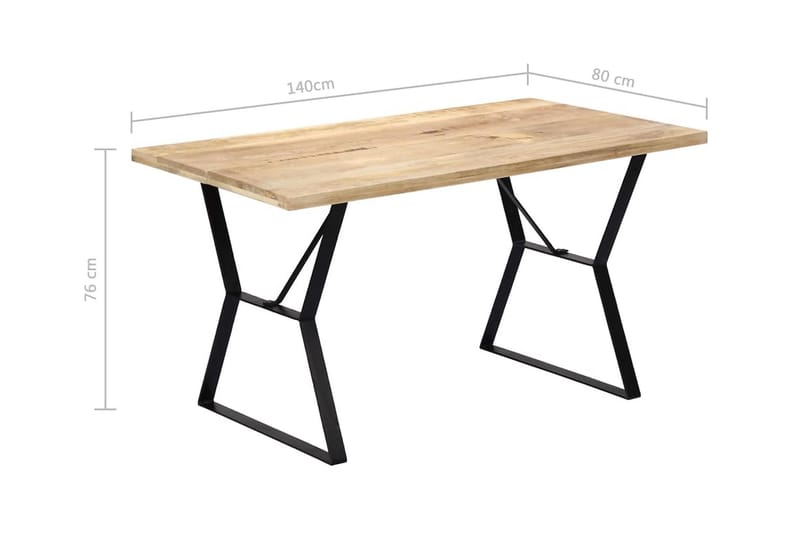 Spisebord 140 X 80 X 76 Cm Massivt Mangotræ - Brun - Møbler - Borde - Spisebord og køkkenbord