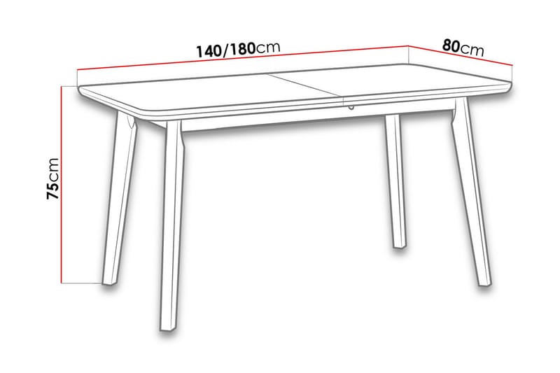 Spisebord 140cm - Hvid/Sort - Spisebord og køkkenbord