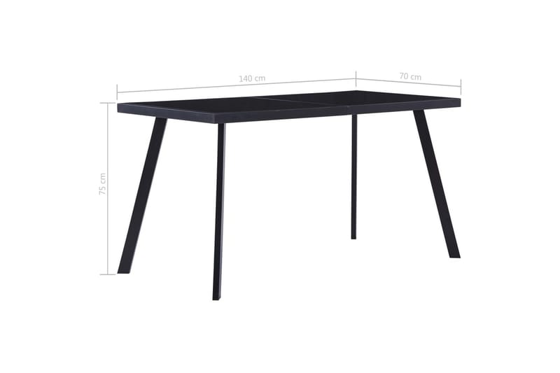 Spisebord 140x70x75 cm Hærdet Glas Sort - Sort - Møbler - Borde - Spisebord og køkkenbord
