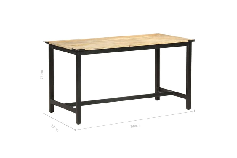 spisebord 140x70x76 cm massivt ru mangotræ - Brun - Spisebord og køkkenbord