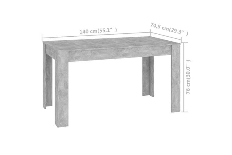 spisebord 140x74,5x76 cm spånplade betongrå - Grå - Spisebord og køkkenbord