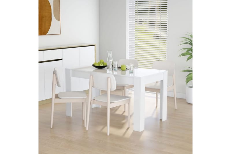 spisebord 140x74,5x76 cm spånplade hvid højglans - Hvid - Spisebord og køkkenbord