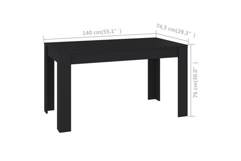 spisebord 140x74,5x76 cm spånplade sort - Sort - Møbler - Borde - Spisebord og køkkenbord
