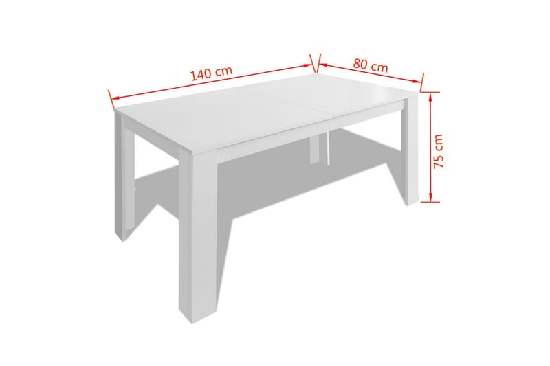 Spisebord 140X80X75 Cm Hvid - Hvid - Spisebord og køkkenbord