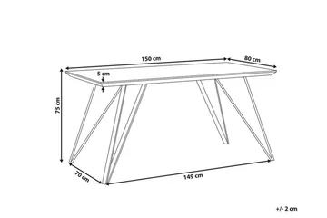 Spisebord 150 x 80 cm marmoreffekt / Sort MOLDEN - Hvid - Møbler - Borde - Spisebord og køkkenbord