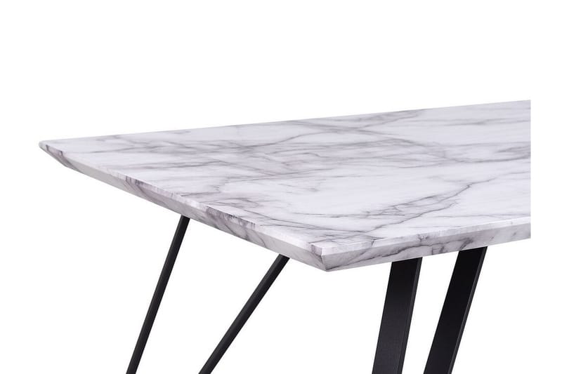 Spisebord 150 x 80 cm marmoreffekt / Sort MOLDEN - Hvid - Spisebord og køkkenbord
