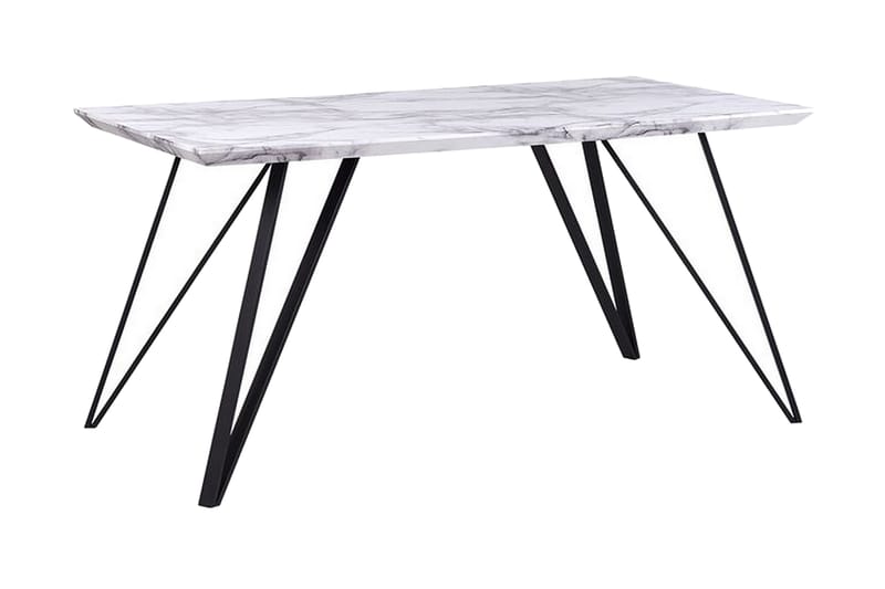 Spisebord 150 x 80 cm marmoreffekt / Sort MOLDEN - Hvid - Spisebord og køkkenbord