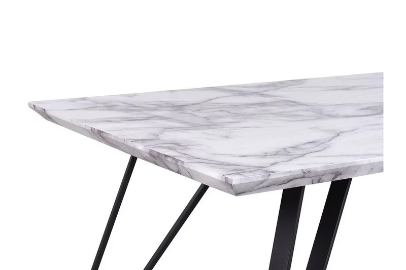 Spisebord 150 x 80 cm marmoreffekt / Sort MOLDEN - Hvid - Møbler - Borde - Spisebord og køkkenbord